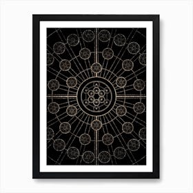 Geometric Glyph Radial Array in Glitter Gold on Black n.0153 Art Print