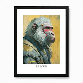 Baboon Precisionist Illustration 1 Poster Poster