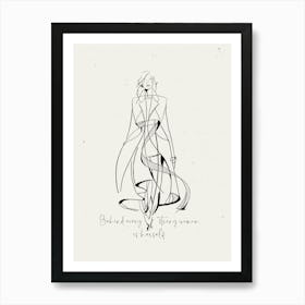 Behind every strong woman is herself II | Empowerment, Strength, Woman, Art, Inspiration, Fashion, Confidence, Minimalism, Design, Abstract, Modern, Illustration Art Print