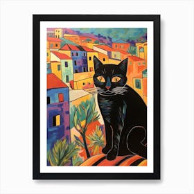 Painting Of A Cat In Beirut Lebanon Art Print