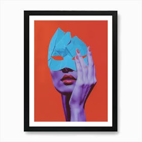 Woman With A Blue Mask Art Print