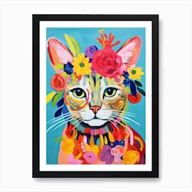 Singapura Cat With A Flower Crown Painting Matisse Style 3 Art Print