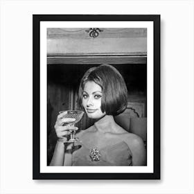 Sophia Loren Apprets To Drink New Year In Rome At Her Home Art Print