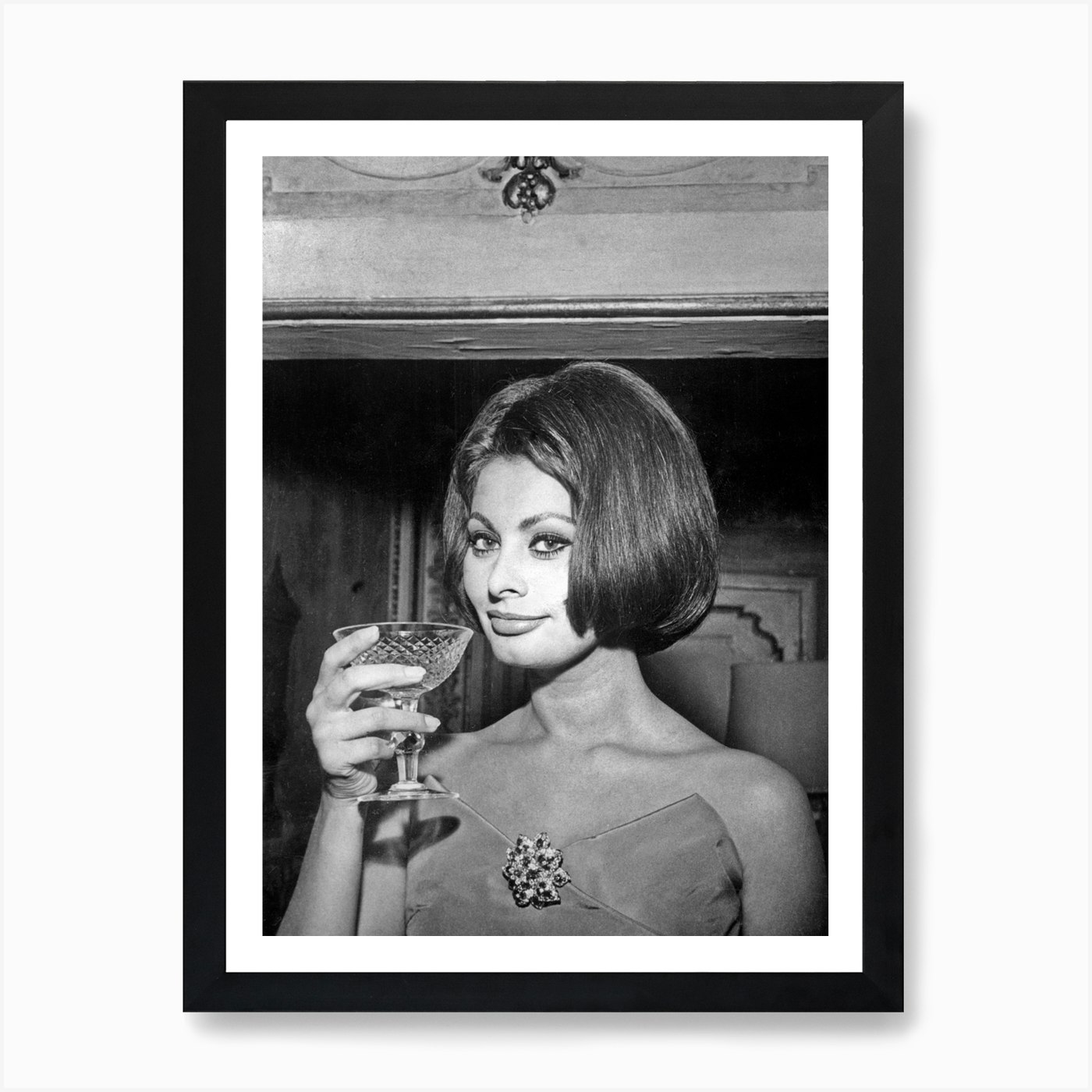 Póster de arte de pared enmarcado en Y nuevo Sophia Loren Apprets To Drink lienzo impresión cuadro - Imagen 2 de 4
