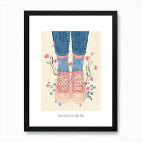 Spring In In The Air Pink Sneakers And Flowers 4 Art Print