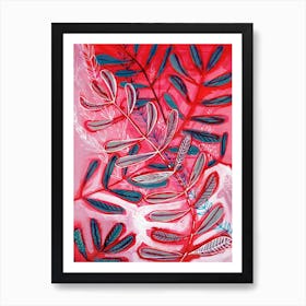 Pink And Red Botanical Print Two Art Print