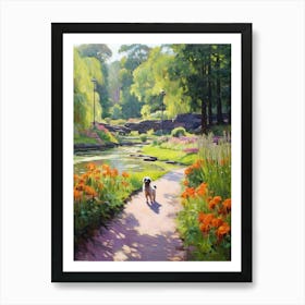 A Painting Of A Dog In Gothenburg Botanical Garden, Sweden  In The Style Of Impressionism 02 Art Print