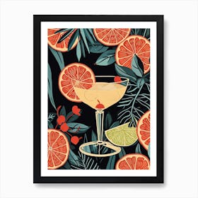 Fruity Art Deco Cocktail 1 Art Print