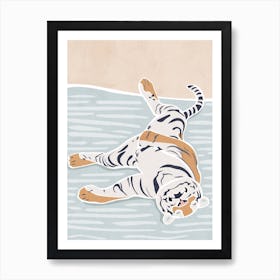 Tiger Sleeping On The Beach Art Print