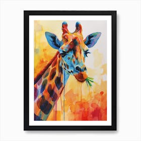 Giraffe Face Watercolour Portrait 4 Art Print