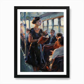 Woman On A Bus Art Print