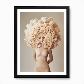 "Futuristic Hat: Woman in Surreal Flower" Art Print