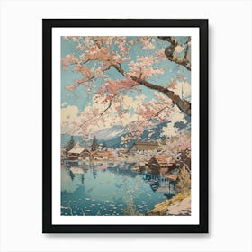 Fujikawaguchiko Japan 4 Retro Illustration Art Print