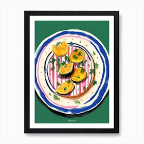 A Plate Of Pumpkins, Autumn Food Illustration Top View 25 Art Print