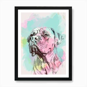 Bullmastiff Dog Pastel Line Watercolour Illustration  2 Art Print
