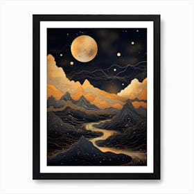 Moonlight In The Mountains 4 Art Print