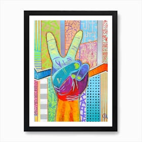 Colorful Victory Hand Sign Art Print