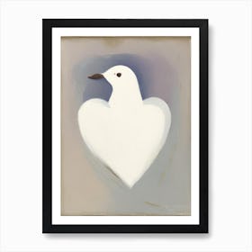 Dove And Heart Symbol 1, Abstract Painting Art Print