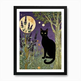 William Morris Black Cat In The Moonlight 3 Art Print