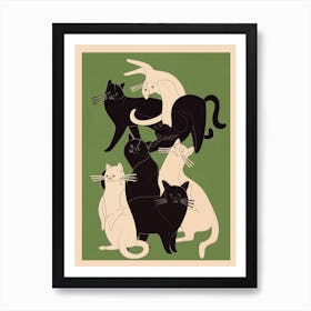 Minimal Abstract Cats 3 Art Print