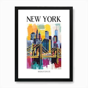 Brooklyn Skyline New York Colourful Silkscreen Illustration 2 Poster Art Print