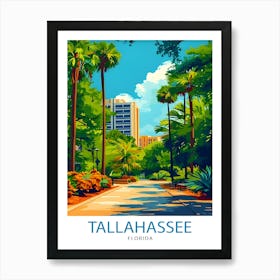 Tallahassee Florida Print State Capital Art Southern City Poster Florida Panhandle Wall Decor Historical Landmarks Illustration 1 Art Print