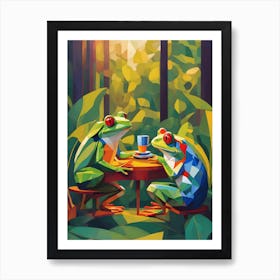 Frogs At Tea Art Print
