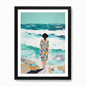 Woman Looking At The Sea Art Print