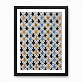 Mosaic Wall | Yellow, blue, white and black | Morocco Art Print