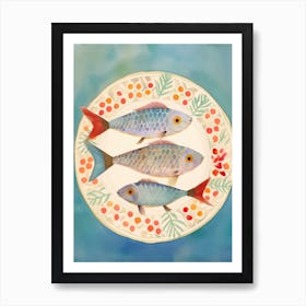 Three Fish On A Plate Art Print