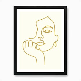 Woman'S Face Monoline Hand Drawing Aesthetic Illustration Art Print