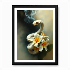 Snake With Lilies Art Print