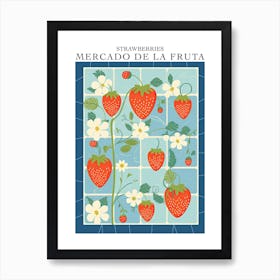 Mercado De La Fruta Strawberries Illustration 8 Poster Art Print