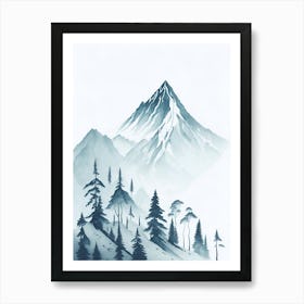 Mountain And Forest In Minimalist Watercolor Vertical Composition 40 Art Print