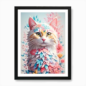 Floral Cat Affiche