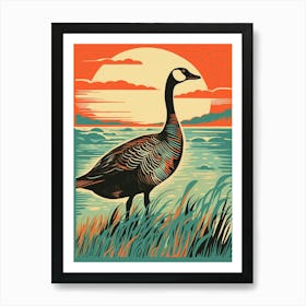 Vintage Bird Linocut Goose 3 Art Print