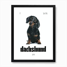 Dachshund - Dog - German - Typography - Art Print - Retro - Canine - White & Black - Minimalist  Art Print