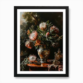 Baroque Floral Still Life Protea 4 Art Print