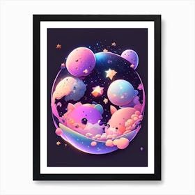 Galaxy Cluster Kawaii Kids Space Art Print