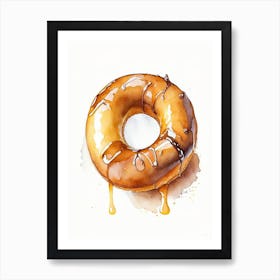 Bourbon Glazed Donut Cute Neon 4 Art Print