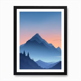 Misty Mountains Vertical Composition In Blue Tone 2 Art Print