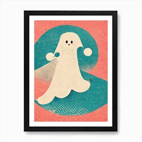 Cute Ghost Surfing Art Print