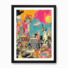 New York   Retro Collage Style 2 Art Print