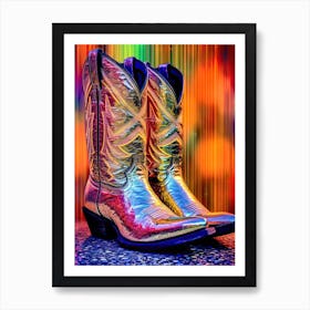 Disco Fever Rainbow Cowboy Boots 2 Art Print