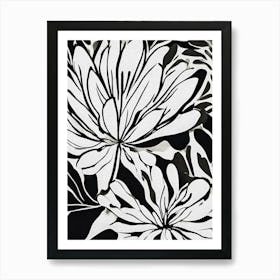 Black and White Flowers Monochrome Print Art Print