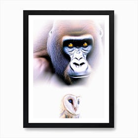 Gorilla and owl spirit animal Art Print