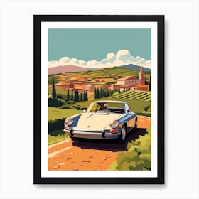 A Porsche 911 In The Tuscany Italy Illustration 4 Art Print