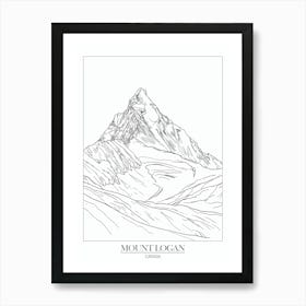 Mount Logan Canada Line Drawing 3 Poster Art Print