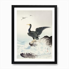 Red Mask Cormorant On Rock (1900 1936), Ohara Koson Art Print