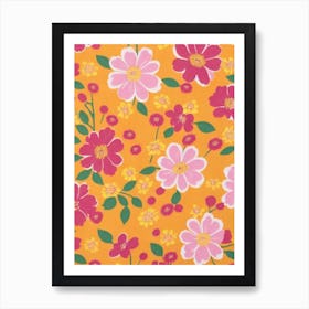 Queen Of The Prairie Floral Print Retro Pattern 1 Flower Art Print